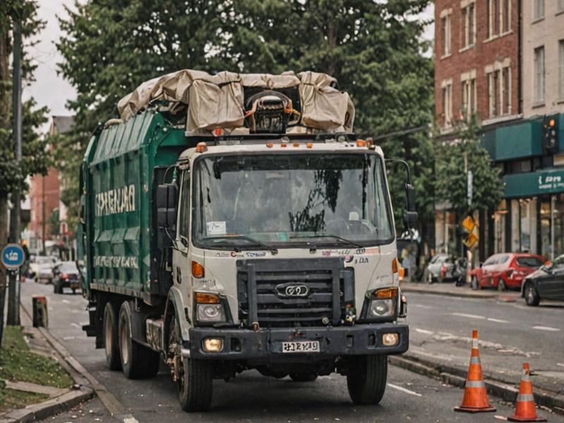 Professional waste collection truck performing scheduled pickup service