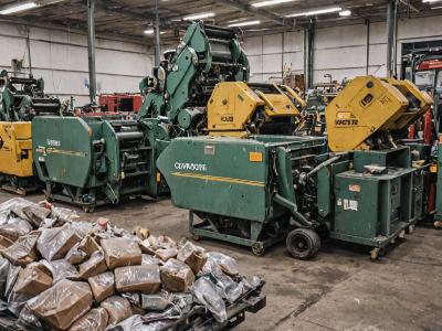 Recycling equipment showroom with balers compactors and sorting machinery
