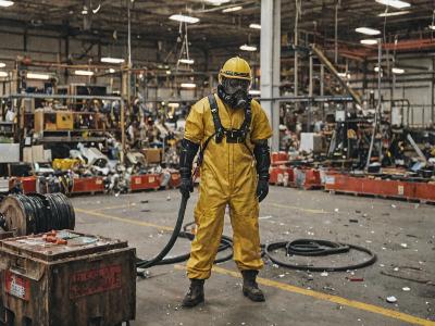 Hazardous waste disposal facility with proper safety equipment and containment systems