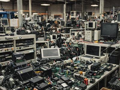 Electronic waste recycling facility with computer equipment